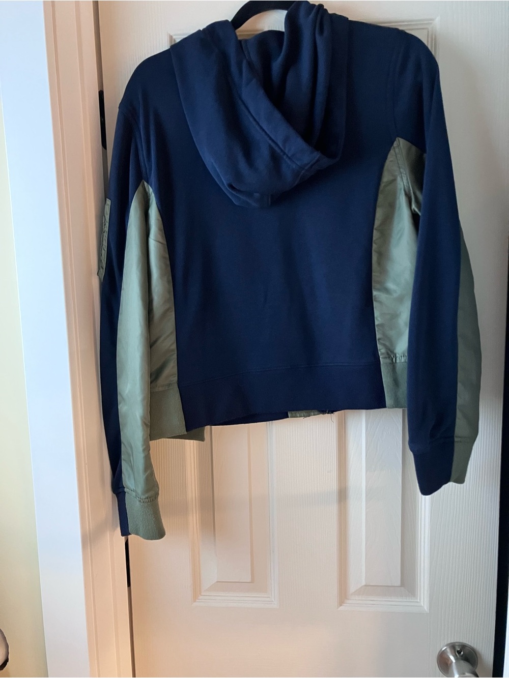 CAbi Navy Hoodie with Olive Utility Sleeves - Picture 2 of 4